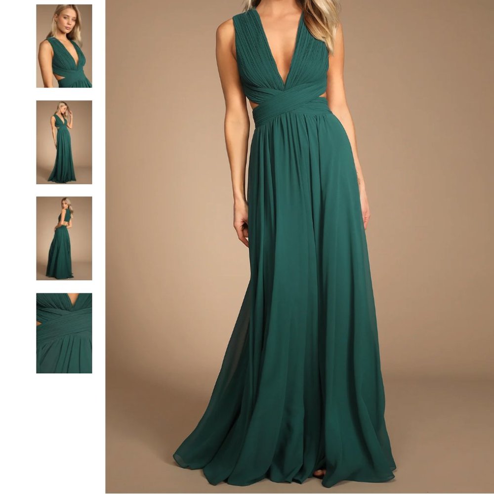 Lulu's   I   Vivid Imagination Emerald Green Cutout Maxi Dress